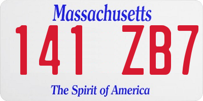 MA license plate 141ZB7
