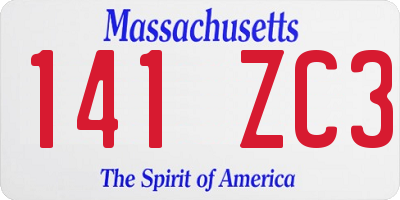 MA license plate 141ZC3