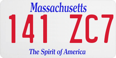 MA license plate 141ZC7