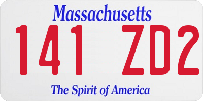 MA license plate 141ZD2