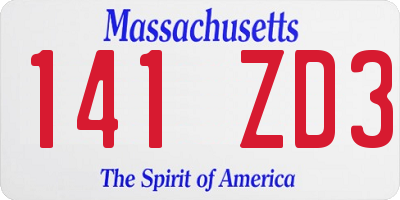 MA license plate 141ZD3