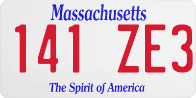MA license plate 141ZE3