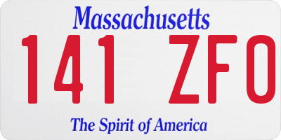 MA license plate 141ZF0