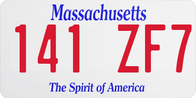 MA license plate 141ZF7