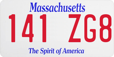 MA license plate 141ZG8