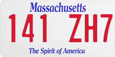 MA license plate 141ZH7