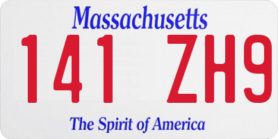 MA license plate 141ZH9