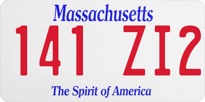 MA license plate 141ZI2