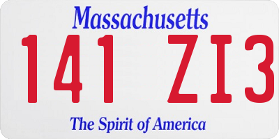 MA license plate 141ZI3