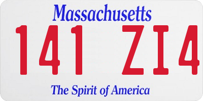 MA license plate 141ZI4