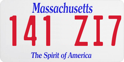 MA license plate 141ZI7