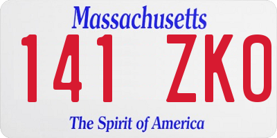 MA license plate 141ZK0