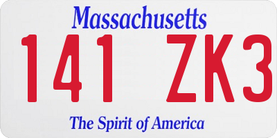 MA license plate 141ZK3