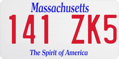 MA license plate 141ZK5