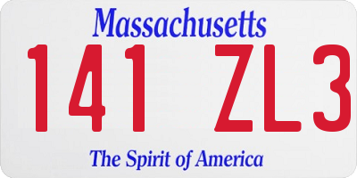 MA license plate 141ZL3