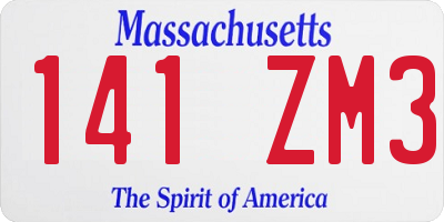 MA license plate 141ZM3