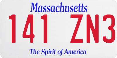 MA license plate 141ZN3
