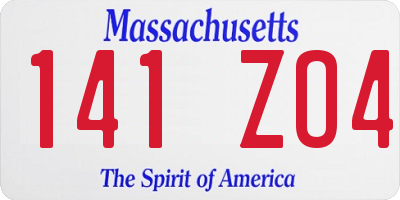 MA license plate 141ZO4