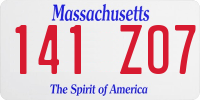 MA license plate 141ZO7