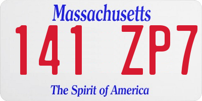 MA license plate 141ZP7