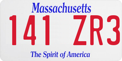 MA license plate 141ZR3