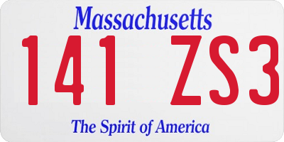 MA license plate 141ZS3