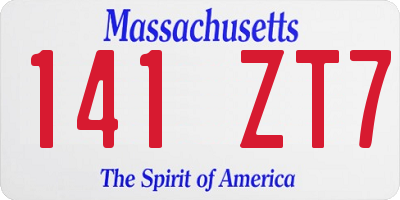 MA license plate 141ZT7