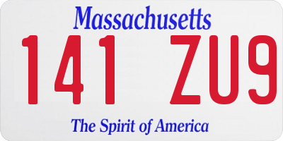 MA license plate 141ZU9