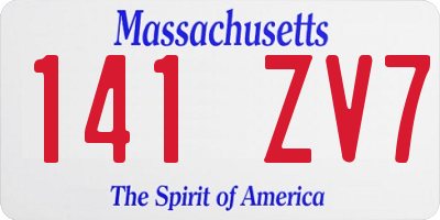 MA license plate 141ZV7