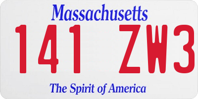 MA license plate 141ZW3
