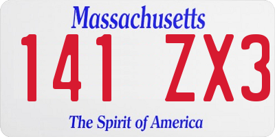 MA license plate 141ZX3