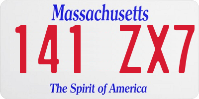 MA license plate 141ZX7