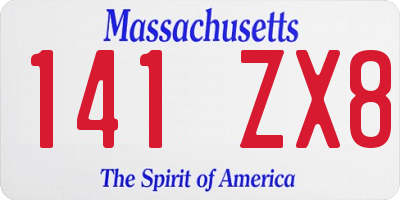 MA license plate 141ZX8