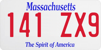 MA license plate 141ZX9