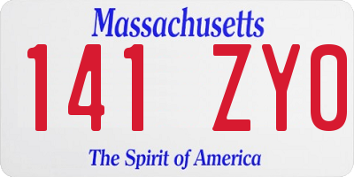 MA license plate 141ZY0