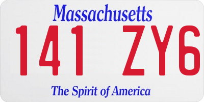 MA license plate 141ZY6