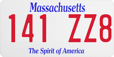 MA license plate 141ZZ8