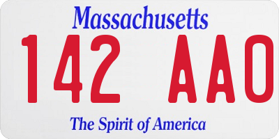 MA license plate 142AA0