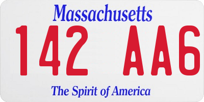 MA license plate 142AA6