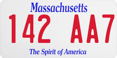 MA license plate 142AA7