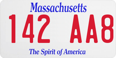 MA license plate 142AA8