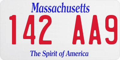 MA license plate 142AA9