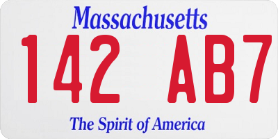 MA license plate 142AB7