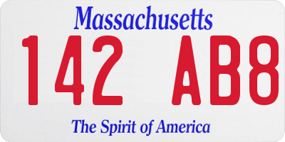 MA license plate 142AB8