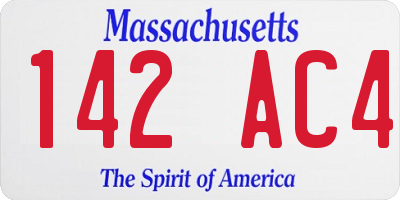 MA license plate 142AC4