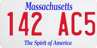 MA license plate 142AC5