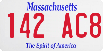MA license plate 142AC8