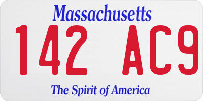 MA license plate 142AC9
