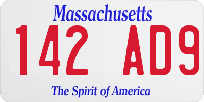 MA license plate 142AD9