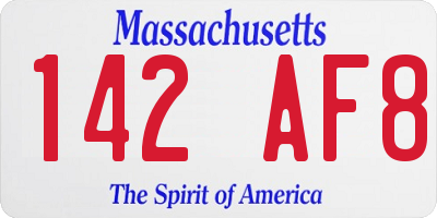 MA license plate 142AF8
